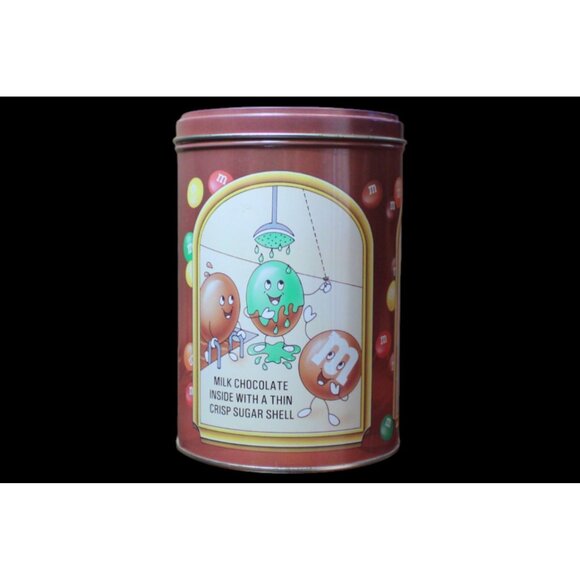 1990 M&M's Chocolate Candies 50th Birthday Collectible Tin Can Retro Decor VTG - Picture 1 of 7